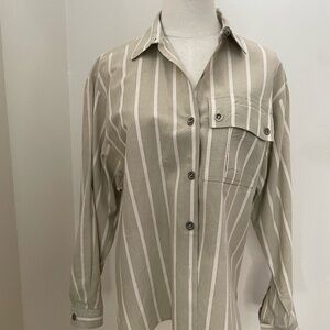 Vintage 90's Together Clothing Co Striped 100% Cotton Shirt / Light Jacket Sz M